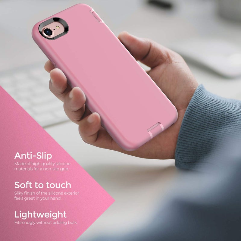 ORIbox for iPhone SE Case 2022/2020 for iPhone 8/7 Case Pink, [10 FT Military Grade Drop Protection],Silicone Heavy Duty Shockproof Anti-Fall Case for iPhone SE 3/2 & iPhone 8/7,5.5 inch, Pink - Image 2